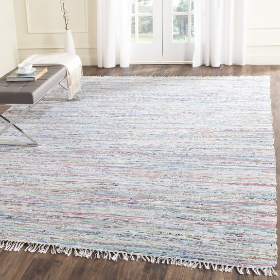 SAFAVIEH Rag Skylar Striped Cotton Area Rug, Light Green/Multi, 5' x 7'