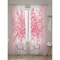 thumbnail image 5 of Eucalyptus Leaf Bottle Sheer Curtains 2 Panels Set Watercolor Floral Plant Pink Stripes Lihgt Filtering Rod Pocket Voile Drape, Semi Sheer Window Curtains for Bedroom Living Room, 52"x84", 5 of 5