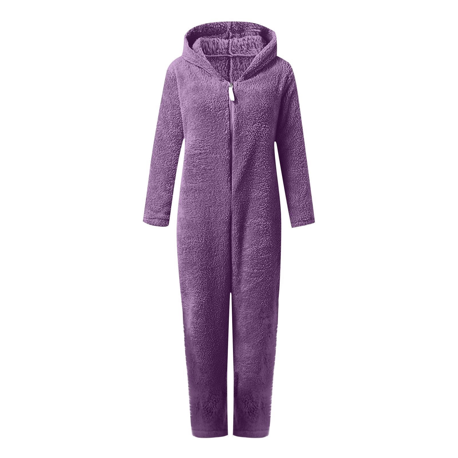 FUZHIQ Boys Girls Fleece Jumpsuits Onesie One Piece Zip Up Hooded Super Soft Fuzzy Hooded Rompers Warm Winter Jumpsuit for 5-6 Years