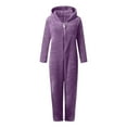 thumbnail image 4 of RUTAYY Children Girls Jumpsuits Cozy Soft Long Sleeve Solid Color with Hooded Winter Warm Thickened Home Wear Holiday Chic Romper, 4 of 5