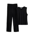 thumbnail image 2 of ALLLIST Big And Tall Pajamas Men Set Crew Neck Sleepwear Black Sleeveless Tops & Bottom Plain Pjs Sets Pajamas for Teens 3XL-6XL, 2 of 3