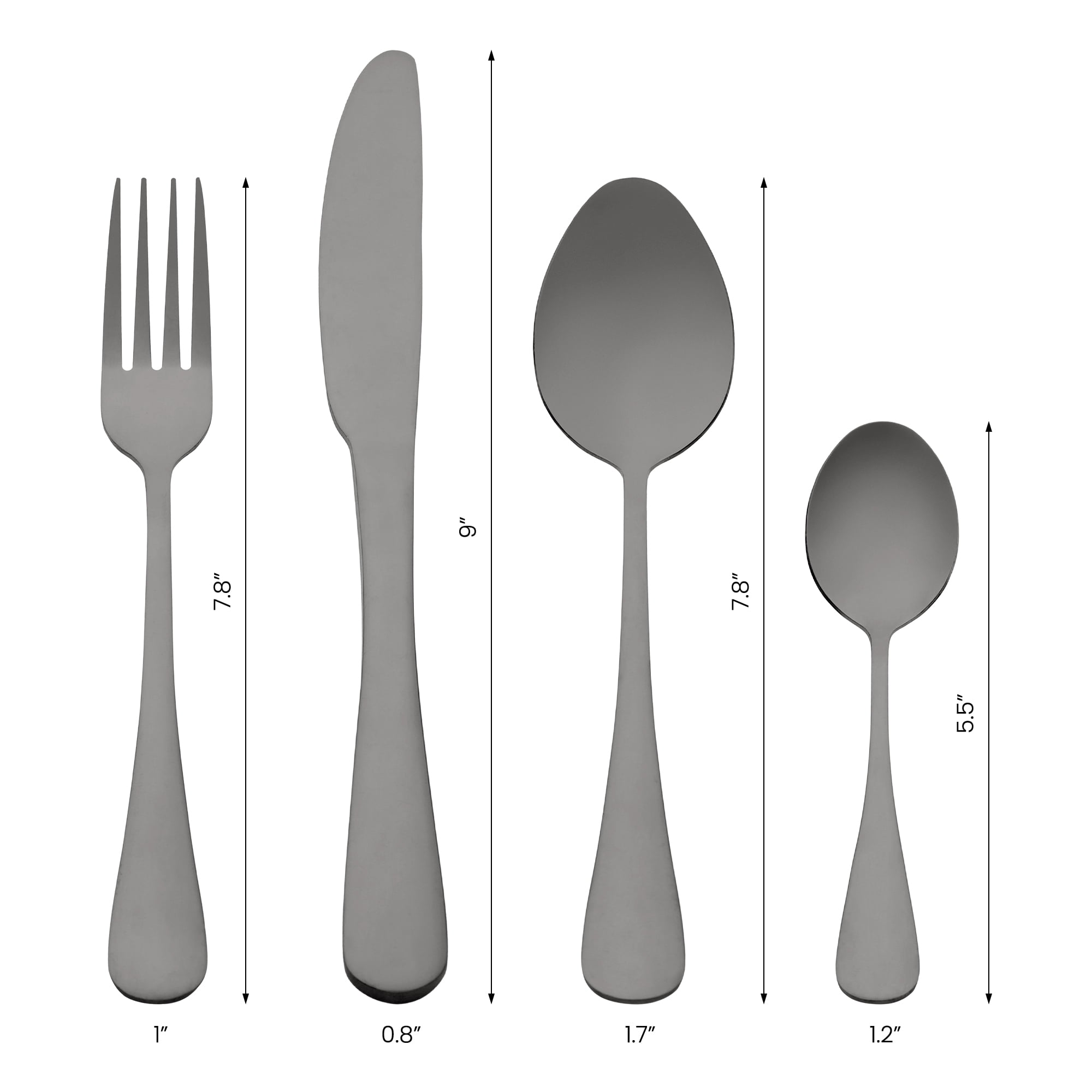 Unique Bargains 24 Pcs Stainless Steel Flatware Set with Supporting Shelf Black