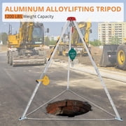 Confined Space Tripod Kit with 1200 LBS Lifting Winch and Fall Arrester, SewerRe-scueTripod with Safety Self-Locking Device