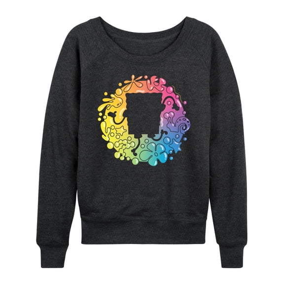 SpongeBob SquarePants - SpongeBob Silhouette Lightweight French Terry Wide Neck Long Sleeve Graphic Shirt