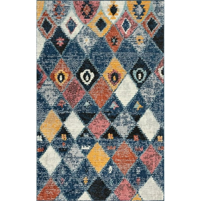 Unique Loom Morocco Bohemian Colorful Rug 5' x 8' Rectangle Navy Blue/Black