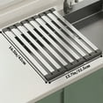 thumbnail image 3 of FT Hita Kitchen Foldable Stainless Steel Dish Rack Over The Sink Dish Drying Rack Multipurpose Kitchen Drainer for Sink Dish Rack Heat Insulation Pad, 3 of 6