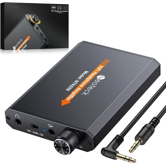 Neoteck Portable 3.5mm Headphone Amp, 16-300 Ohm, 2-Stage Gain, Aluminum Matte Finish for Phones & Laptops