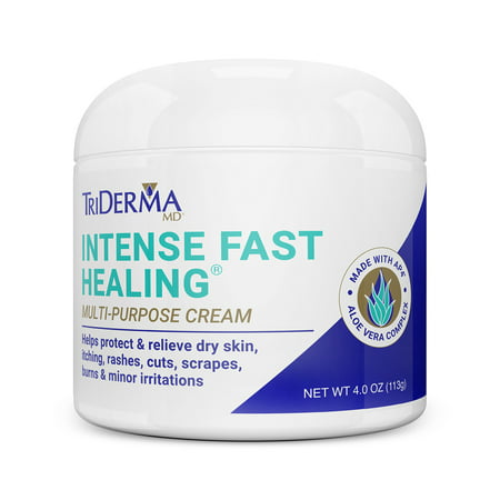 TriDerma Intense Fast Healing Cream, Decreases Healing Time for Minor Irritations, Rashes, Scrapes, Cuts, Screw Top Jar,