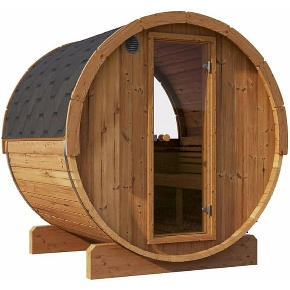 SaunaLife Model E8W Sauna Barrel-Window Ergo Series Sauna Barrel 87" D x 81" H (Diameter) with Rear Window