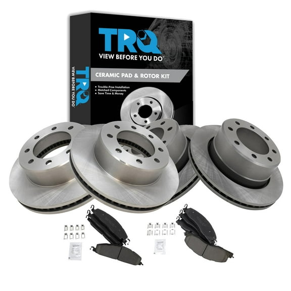 TRQ Front and Rear Brake Pad & Rotor Kit Brake Pads Brake Rotor Ceramic Fits Select 2009-2010 Dodge Ram 2500 Ram 3500 2011-2018 Ram 2500 3500