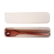 Reusable Wooden Eating Utensils Chopsticks and Spoon Set with Storage Box Portable Wooden Spoon and Chopsticks Set Reusable Utensil Set with Case