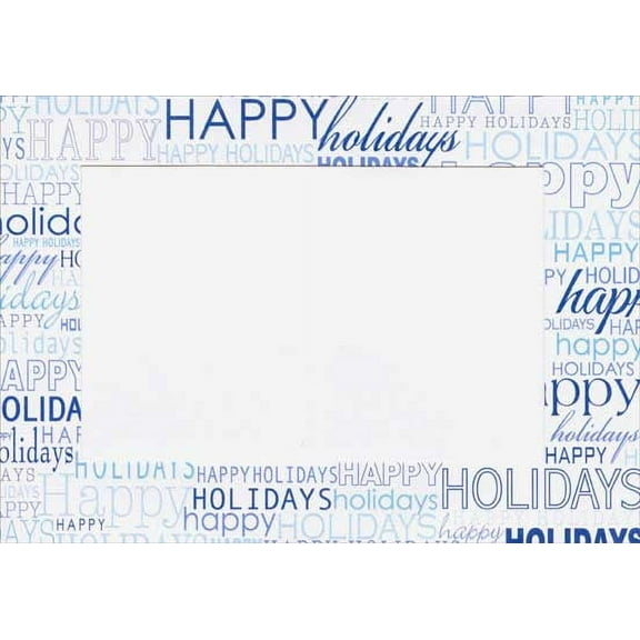 Designer Greetings Blue Happy Holidays Box of 18 Holiday Photo Holder Cards