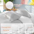 thumbnail image 3 of Grey Striped Bedding 3 Piece Duvet Cover Set Twin Size, Luxurious White Stripes Modern Abstract Art Soft Microfiber Comforter Cover with Zipper Closure & Pillowcases, FadeResistant Quilt Cover, 3 of 9