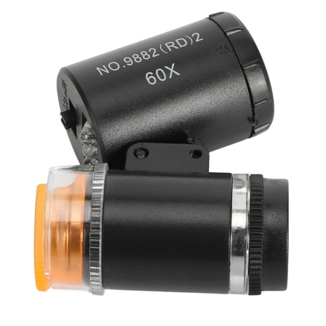 Lupa de microscopio de bolsillo mini microscopio LED de ángulo de luz ajustable plegable 60X para sellos para joyería ANGGREK Otros