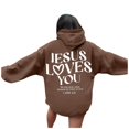 thumbnail image 6 of Jesus Loves You Hoodie for Teen Girls Christian Sweatshirt Long Sleeve Jesus Hoodies Christian Religious Sayings Pullover Sweater Oversized Bible Verse Shirts Camel XL, 6 of 6