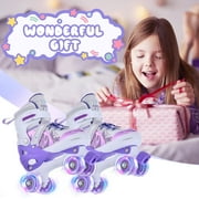 Roller Skates for Girls Boys for Kids 4 Size Adjustable Light Up Purple M