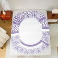thumbnail image 6 of Manfei Vintage Mandala Damask Twin Sheet Sets, Plum Zebra Print Twin Fitted Sheet, Cycle Stripes Abstract Flat Sheet, Lightweight Room Decor, 3-Piece, 6 of 8