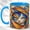 Blue, variant on Colorful Cat Face Coffee Mug, Stained Glass Cat Mug, Ceramic 11 oz