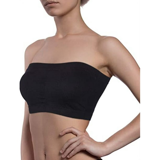 LBECLEY Tube Tops for Teen Girls 3 Pieces Womens Non Padded Bandeau Sprots Bra  Strapless Convertible Bralettes Basic Layer Top Bra Strapless Tube Tops for  Women Summer Black L 