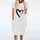 thumbnail image 1 of Puntoco Vestido De Manga Corta Con Cuello En V, Vestido Casual Suelto Con Estampado De Amor Para Mujer Blanco S, 1 of 5