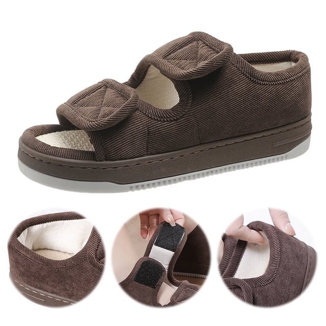 Zapatos diabéticos sandalias diabéticas ajustables para mujeres y hombres (café 46-47)