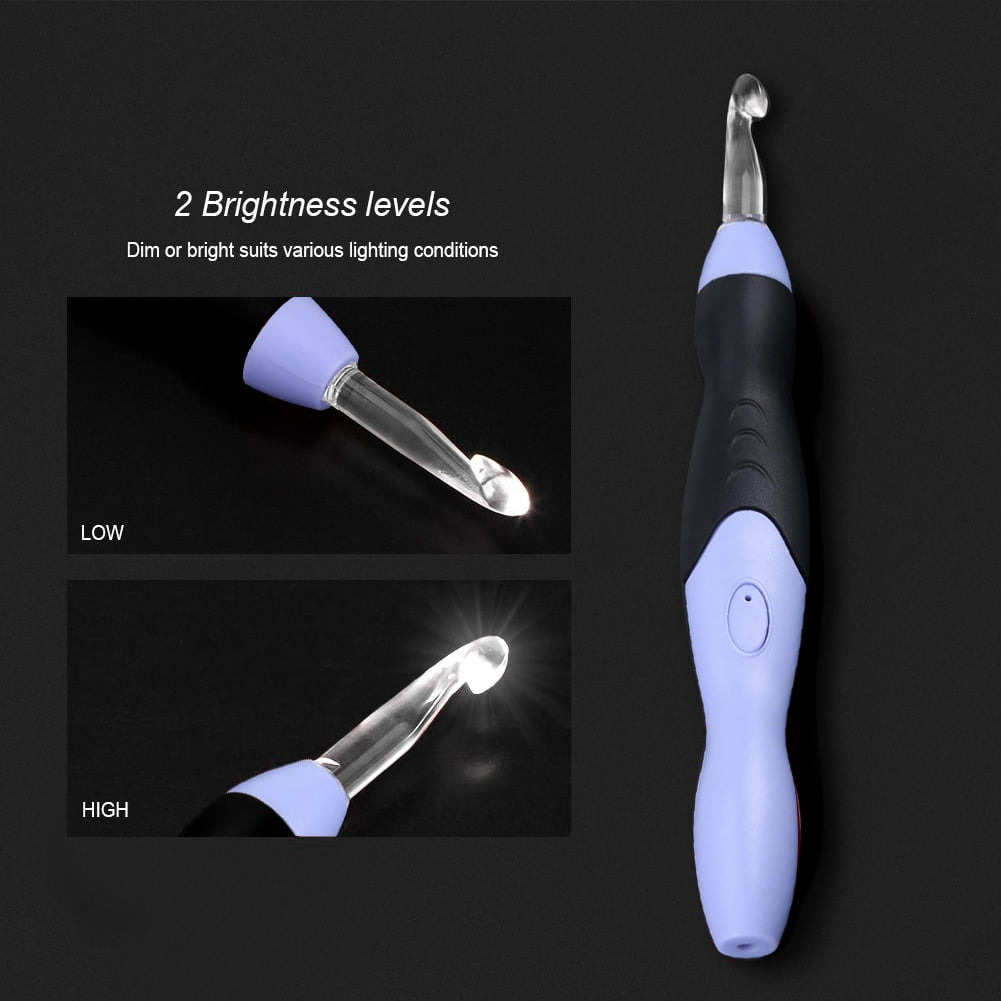 ANGGREK Light Up Crochet Hook, LED Crochet Hook,USB Rechargeable LED Light Up Crochet Hook Set Knitting Tool with Replaceable Tips 2.5-6.5MM