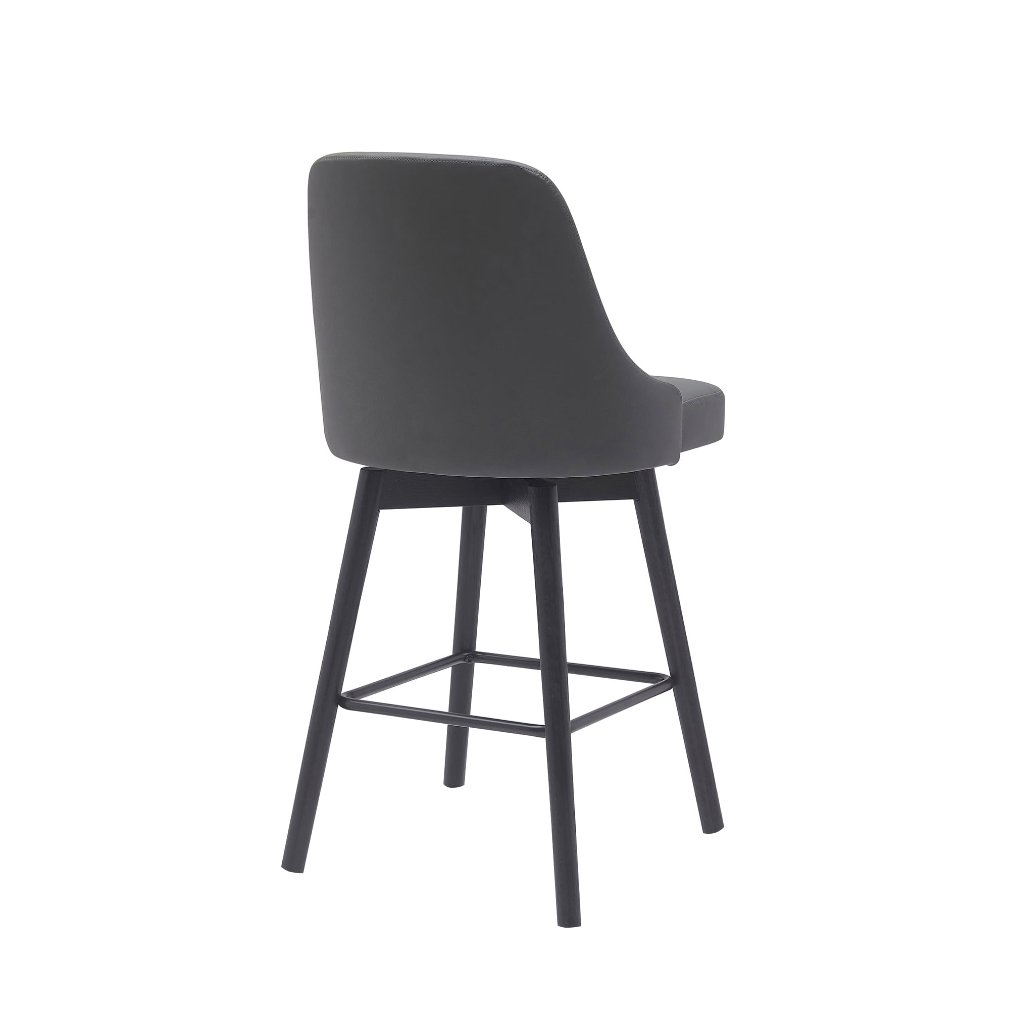 Armen Living Indoor Shelly 30" Bar Height Swivel Cream Faux Leather and Walnut Wood Bar Stool