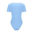 thumbnail image 6 of Wyobmus Women's Bodysuit Scoop Neck Short Sleeve Tank Thong Body Suits Outfits for Going Out Tummy Control Shapewear B-Sky Blue, 6 of 7