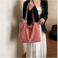 thumbnail image 6 of SPEKSEE Gingham Tote Bag Vintage Shoulder Tote Lightweight Shoulder Bag Gingham Large Capacity Handbag, 6 of 7