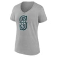 thumbnail image 2 of Women's Gray Seattle Mariners Official Logo V-Neck T-Shirt, 2 of 3