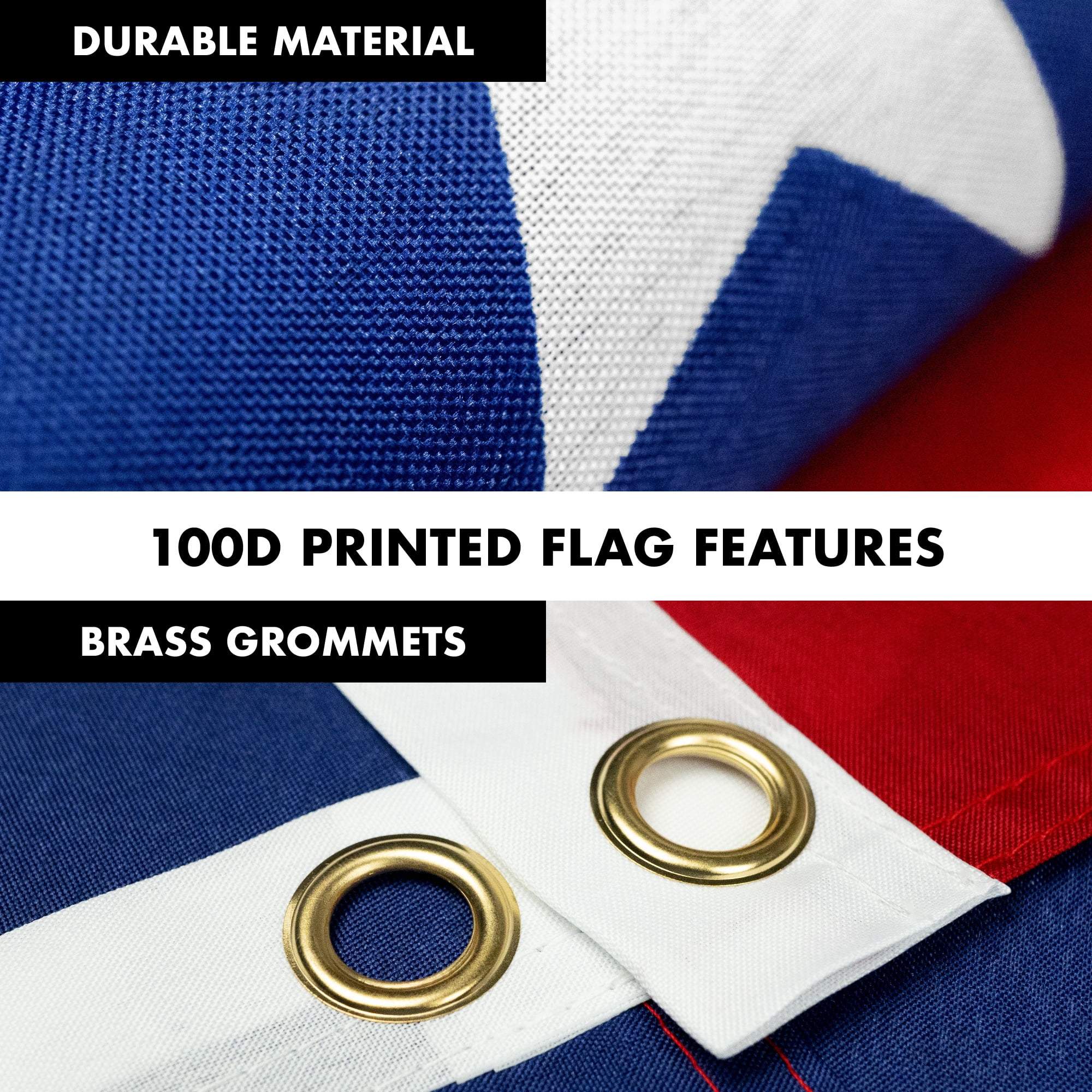G128 - 6 Feet Tangle Free Spinning Flagpole (Silver) American USA Brass Grommets Printed 3x5 ft (Flag Included) Aluminum Flag Pole