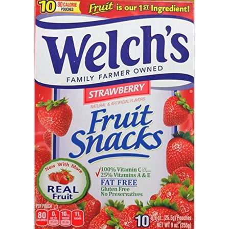 Welchs Strawberry Flavor Fruit Snacks, 10 Pouches (2 Packs)