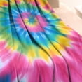 thumbnail image 3 of Rainbow Tie Dye Mandala Pattern Blanket,Comfortable Soft Flannel Throw Blanket,All Season,Warm Lightweight Blankets for Sofa Bed Couch Living Room Chair,40"x50", 3 of 4