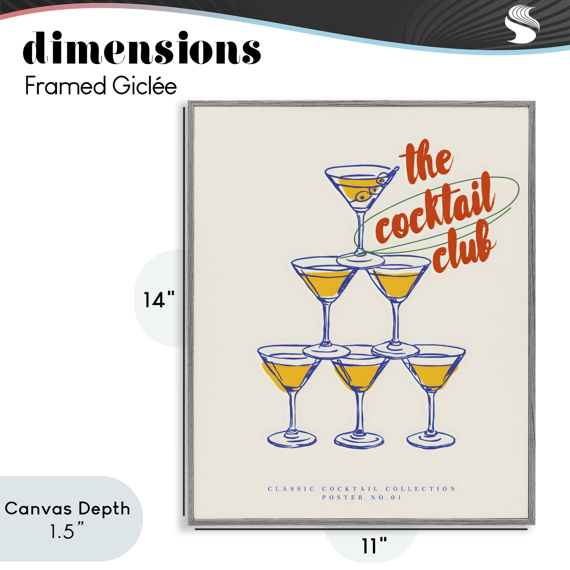 Stupell Industries Tower Toast Cocktail Club Gray Framed Giclee Art, design by The Prints Vibe