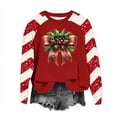 thumbnail image 4 of asdoklhq Long Sleeve Shirts for Women Winter Christmas Round Neck Hoodless Raglan Sleeve Long Sleeve Sweater Top Red M, 4 of 5