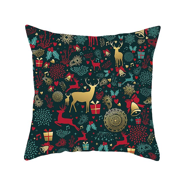 Inteprter Funda de almohada de decoración navideña para el hogar, funda de cojín de árbol de Papá Noel, adorno de Feliz Navidad, regalo de Navidad Decoración del hogar #1 Inteprter HA000402-01B