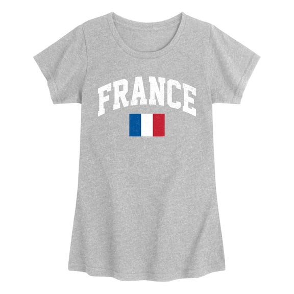 Instant Message - France Flag - Youth Girls Short Sleeve T-shirt