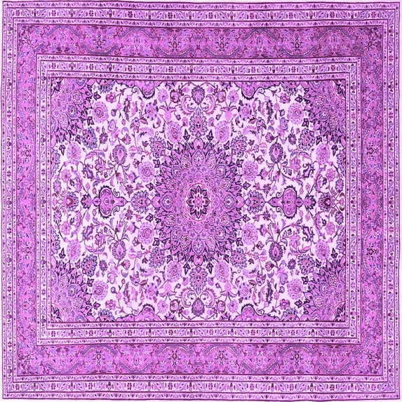 Ahgly Company Indoor Square Medallion Purple Traditional Area Rugs, 7' Square