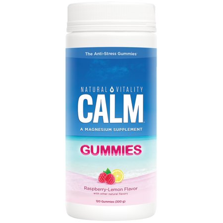 Natural Vitality Calm, Magnesium Citrate Dietary Supplement, Anti-Stress Gummies, Raspberry-Lemon - 120 Gummies