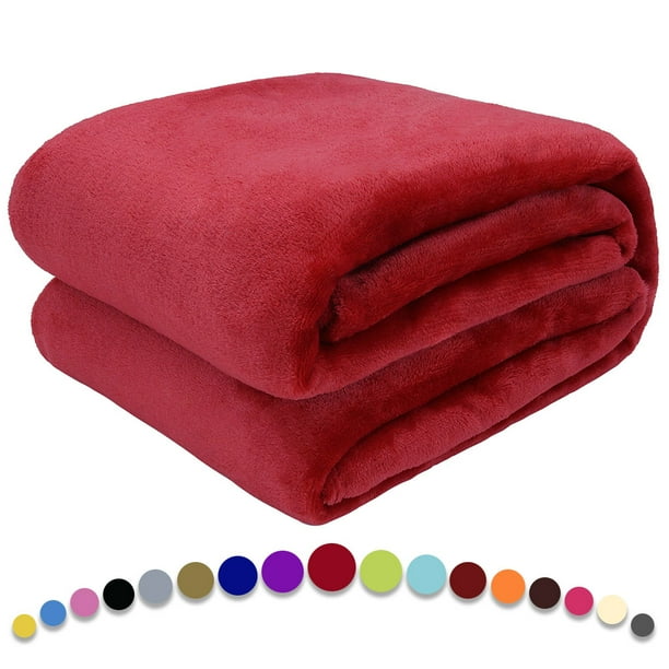 Howarmer Red Fuzzy Bed Blanket, King Size Soft Flannel Fleece Blankets