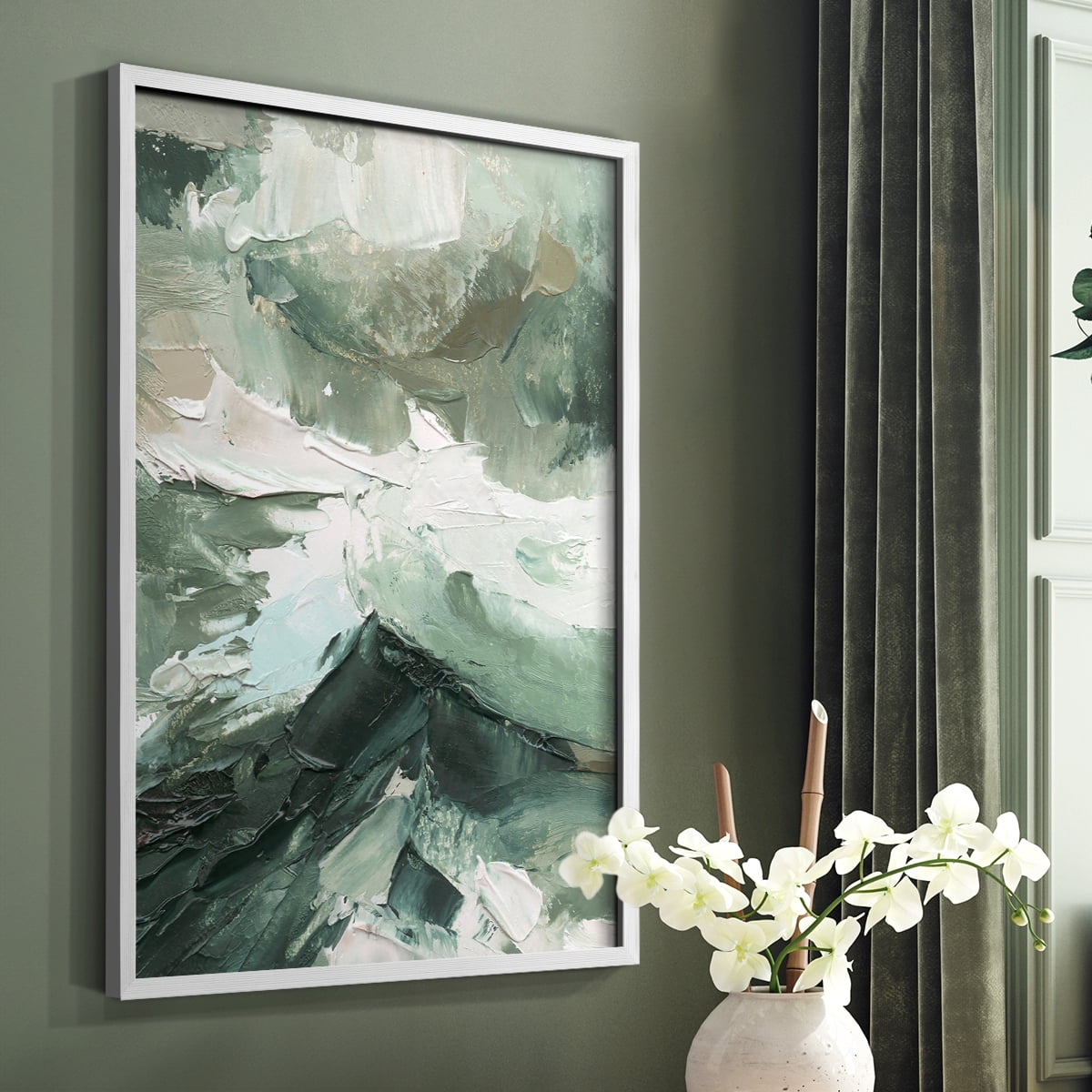 Crashing II Framed Print in White Solid Wood Framed Print No Nail Hanging