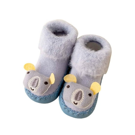 

Baby Shoes Size 13 For 12 Months-18 Months Autumn And Winter Comfortable Cute Cartoon Animal Rabbit Children Cotton Warm Breathable Floor Toddler Sneakers Blue