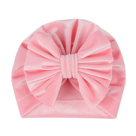 

KelaJuan Newborn Velvet Hats Solid Color Bowknot Warm Soft Autumn Winter Cap for Baby Boys and Girls