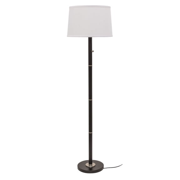 House of Troy RU703-BLK Rupert - 3 Light Floor Lamp-62 Inches Tall and 17 Inches Wide Black/Satin Nickel Black/Satin Nickel Finish with White Linen Shade