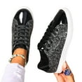 thumbnail image 4 of Miluxas Glitter Sneakers Sparkly Low Top Sequins Sneakers Lace Up Tennis Shoes Comfort Bling Shoes Fashion Shiny Walking Shoes A2-Black 7.5(40), 4 of 8