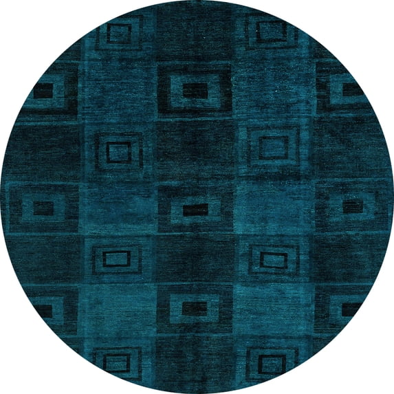Ahgly Company Indoor Round Abstract Light Blue Modern Area Rugs, 5' Round