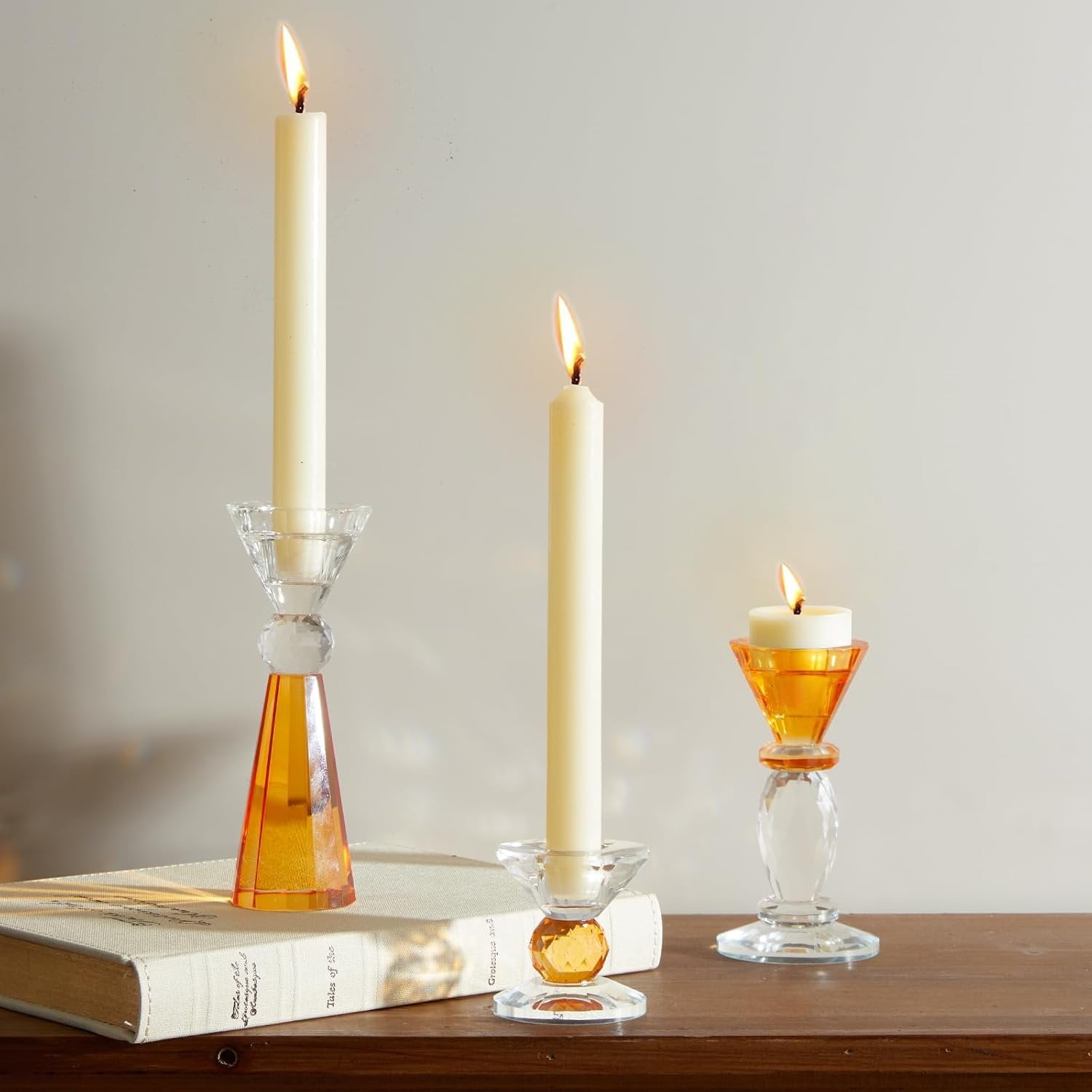 Glass Candle Holder Clear Candlestick Holders