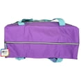 thumbnail image 4 of Duffle Bag 300D Poly w/hangtag- Top Purple Bottom Blk, words are Purple with Blue Handles., 4 of 4