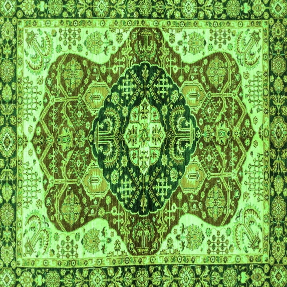 Ahgly Company Indoor Square Persian Green Traditional Area Rugs, 8' Square