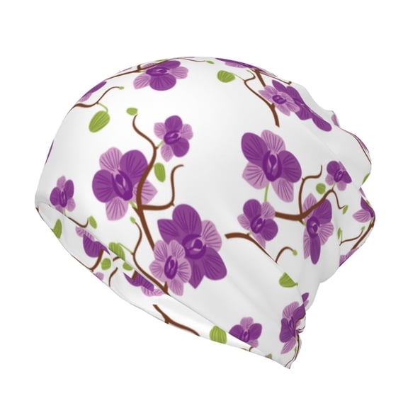 Vsdgher Orchids Flowers Slouchy Beanie Hat for Men/Women, Skull Cap Chemo Cap Night Sleeping Cap